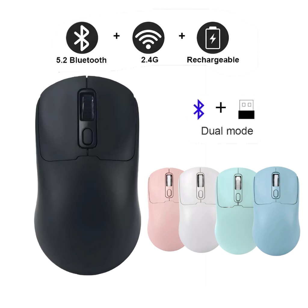 Mouse Sem Fio Recarregável Dual Band Receptor Nano 2.4ghz/Bluetooth Si…