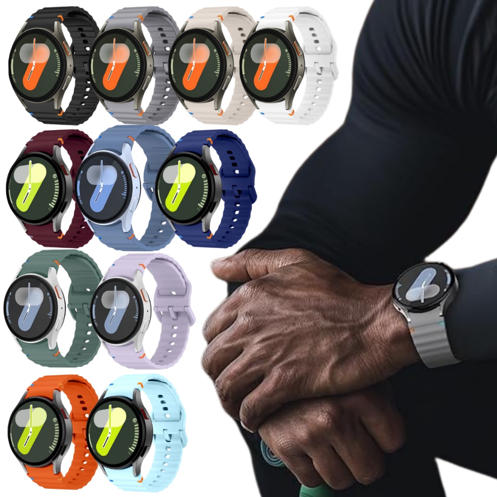 Pulseira Silicone Ondulada Oceano Para Samsung Galaxy Watch 4 5 Fe 6 7…